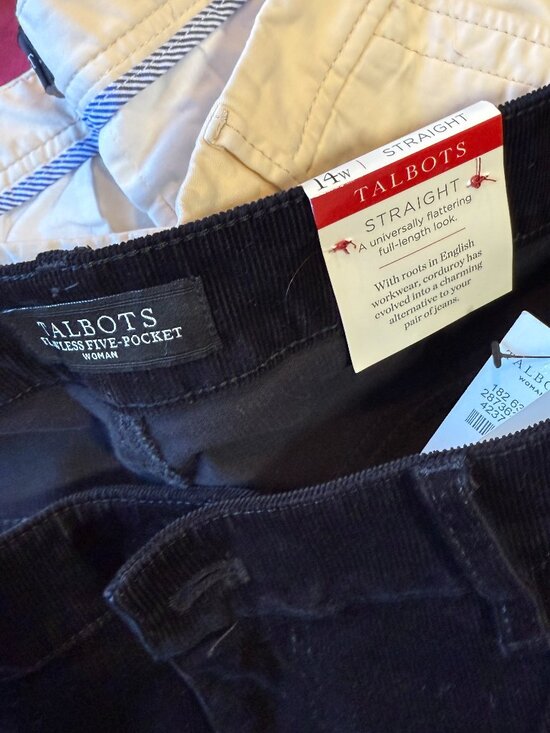 NWT Talbots Women Black Corduroy Pants Sz 14W Slimming Straight Leg - Picture 7 of 7